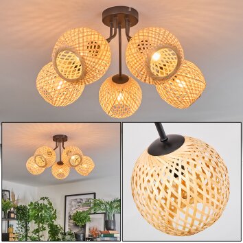 Basto Plafones, Luminarias esféricas Crudo, 5 luces