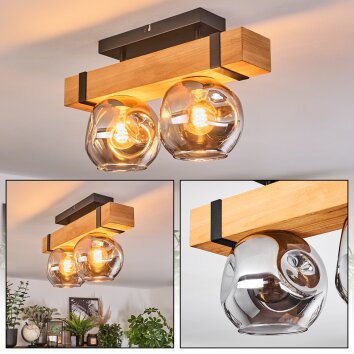 Sernadelo Plafones, Luminarias esféricas Crudo, Negro, 2 luces