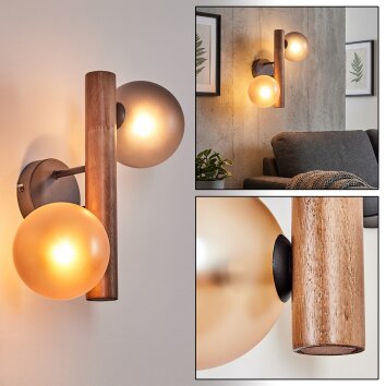 Lorin Apliques, Spot de pared marrón oscuro, Crudo, Negro, 2 luces