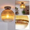 Koyoto Plafones, Luminarias esféricas 25 cm dorado, Transparente, 1 luz