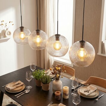 Koyoto Lámparas suspendidas, Luminarias esféricas, Lámparas colgantes Transparente, 4 luces