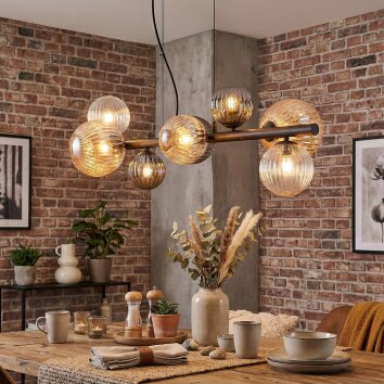 Chehalis Lámparas suspendidas, Luminarias esféricas, Lámparas colgantes Colores ámbar, Transparente, Ahumado, 8 luces