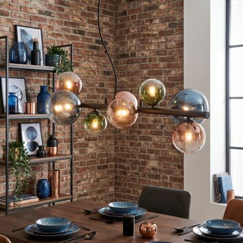 Chehalis Lámparas suspendidas, Luminarias esféricas, Lámparas colgantes Azul, Verde, Transparente, Color cobre, 8 luces
