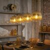 Koyoto Lámparas suspendidas, Luminarias esféricas, Lámparas colgantes dorado, Transparente, 4 luces