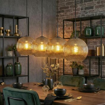 Koyoto Lámparas suspendidas, Luminarias esféricas, Lámparas colgantes dorado, 4 luces