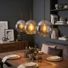 Koyoto Lámparas suspendidas, Luminarias esféricas, Lámparas colgantes Colores ámbar, Cromo, Ahumado, 3 luces
