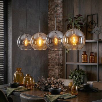 Koyoto Lámparas suspendidas, Luminarias esféricas, Lámparas colgantes Colores ámbar, Transparente, Ahumado, 4 luces