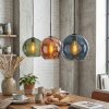 Koyoto Lámparas suspendidas, Luminarias esféricas, Lámparas colgantes Azul, Verde, Color cobre, 3 luces