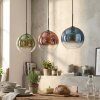 Koyoto Lámparas suspendidas, Luminarias esféricas, Lámparas colgantes Azul, Verde, Transparente, Color cobre, 3 luces