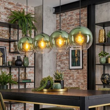 Koyoto Lámparas suspendidas, Luminarias esféricas, Lámparas colgantes Verde, Transparente, 4 luces