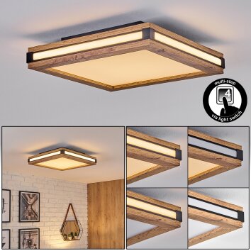 Lucera Plafones, Panel LED Color madera, Negro, 1 luz
