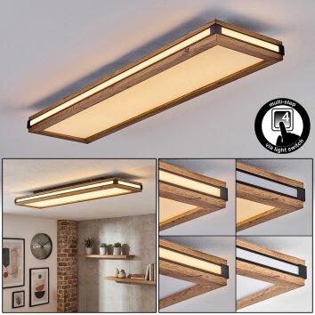 Lucera Plafones, Panel LED Color madera, Negro, 1 luz