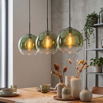 Koyoto Lámparas suspendidas, Luminarias esféricas, Lámparas colgantes Verde, Transparente, 3 luces