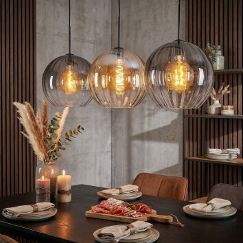 Koyoto Lámparas suspendidas, Luminarias esféricas, Lámparas colgantes Colores ámbar, Transparente, Ahumado, 3 luces