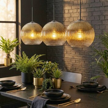 Koyoto Lámparas suspendidas, Luminarias esféricas, Lámparas colgantes dorado, Transparente, 3 luces