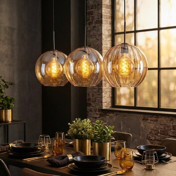Koyoto Lámparas suspendidas, Luminarias esféricas, Lámparas colgantes Colores ámbar, 3 luces