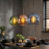 Koyoto Lámparas suspendidas, Luminarias esféricas, Lámparas colgantes Azul, Verde, Color cobre, 3 luces