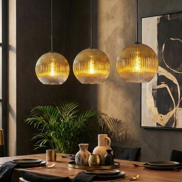Koyoto Lámparas suspendidas, Luminarias esféricas, Lámparas colgantes dorado, Transparente, 3 luces