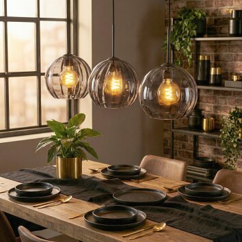 Koyoto Lámparas suspendidas, Luminarias esféricas, Lámparas colgantes Ahumado, 3 luces