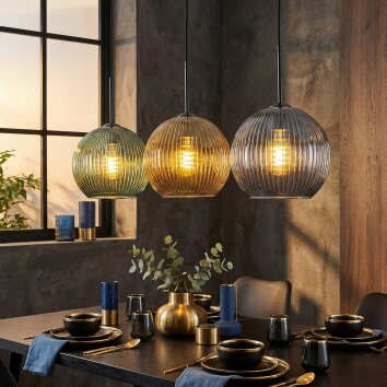 Koyoto Lámparas suspendidas, Luminarias esféricas, Lámparas colgantes Azul, dorado, Verde, 3 luces