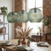Koyoto Lámparas suspendidas, Luminarias esféricas, Lámparas colgantes 30 cm Verde, 3 luces