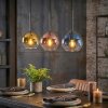 Koyoto Lámparas suspendidas, Luminarias esféricas, Lámparas colgantes Azul, dorado, Transparente, Color cobre, 3 luces