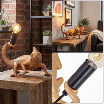 Lyrion Lámparas de mesa dorado, Negro, 1 luz