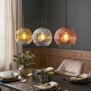 Ripoll Lámparas suspendidas, Luminarias esféricas, Lámparas colgantes Cromo, dorado, Transparente, Color cobre, Ahumado, 3 luces