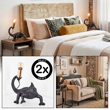 Lyrion Lámparas de mesa dorado, Negro, 1 luz