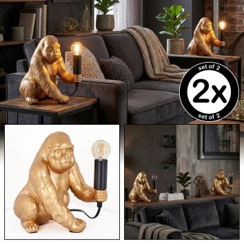 Zarik Lámparas de mesa dorado, Negro, 1 luz