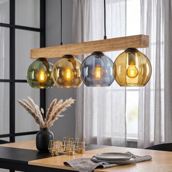 Koyoto Lámparas suspendidas, Luminarias esféricas, Lámparas colgantes Crudo, Negro, 4 luces