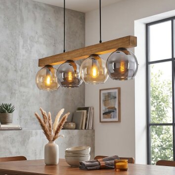 Koyoto Lámparas suspendidas, Luminarias esféricas, Lámparas colgantes Crudo, Negro, 4 luces