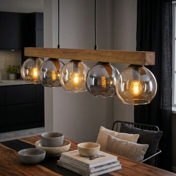 Koyoto Lámparas suspendidas, Luminarias esféricas, Lámparas colgantes Crudo, Negro, 5 luces