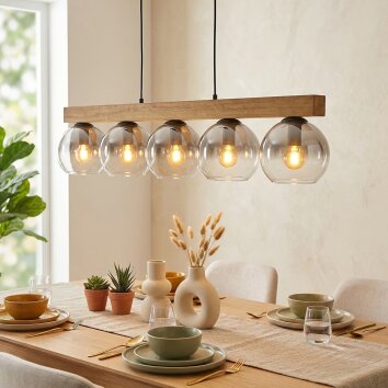 Koyoto Lámparas suspendidas, Luminarias esféricas, Lámparas colgantes Crudo, Negro, 5 luces