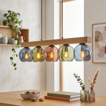 Koyoto Lámparas suspendidas, Luminarias esféricas, Lámparas colgantes Crudo, Negro, 5 luces