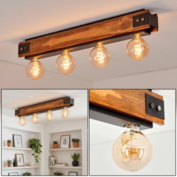 Yuma Plafones Crudo, Negro, 4 luces