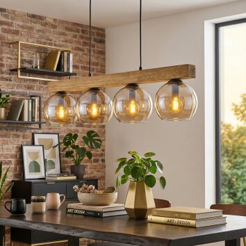 Koyoto Lámparas suspendidas, Luminarias esféricas, Lámparas colgantes Crudo, Negro, 4 luces