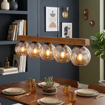 Koyoto Lámparas suspendidas, Luminarias esféricas, Lámparas colgantes Crudo, Negro, 5 luces