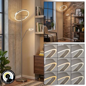 Melak Lámpara de pie, Lámpara lectura LED Níquel-mate, 2 luces