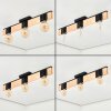 Lemou Plafones Crudo, Negro, 3 luces