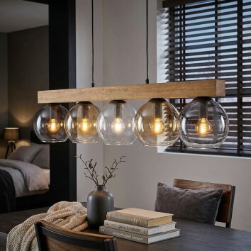 Koyoto Lámparas suspendidas, Luminarias esféricas, Lámparas colgantes Crudo, Negro, 5 luces