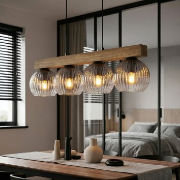 Koyoto Lámparas suspendidas, Luminarias esféricas, Lámparas colgantes Crudo, Negro, 4 luces