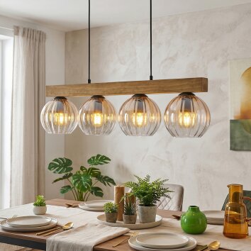 Koyoto Lámparas suspendidas, Luminarias esféricas, Lámparas colgantes Crudo, Negro, 4 luces