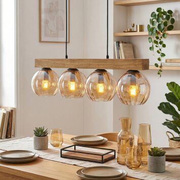 Koyoto Lámparas suspendidas, Luminarias esféricas, Lámparas colgantes Crudo, Negro, 4 luces