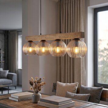 Koyoto Lámparas suspendidas, Luminarias esféricas, Lámparas colgantes Crudo, Negro, 4 luces