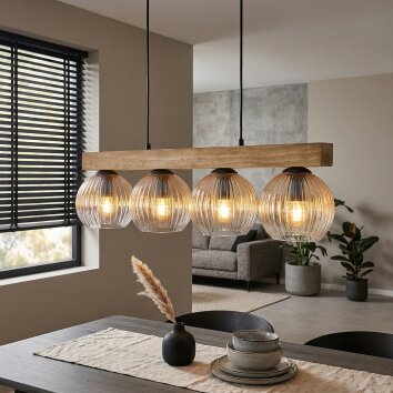 Koyoto Lámparas suspendidas, Luminarias esféricas, Lámparas colgantes Crudo, Negro, 4 luces