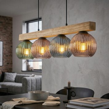 Koyoto Lámparas suspendidas, Luminarias esféricas, Lámparas colgantes Crudo, Negro, 4 luces