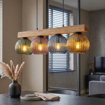 Koyoto Lámparas suspendidas, Luminarias esféricas, Lámparas colgantes Crudo, Negro, 4 luces