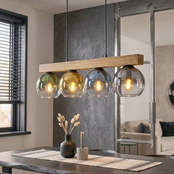 Koyoto Lámparas suspendidas, Luminarias esféricas, Lámparas colgantes Crudo, Negro, 4 luces
