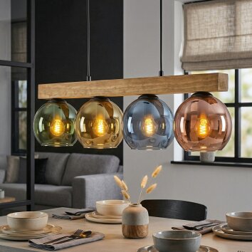 Koyoto Lámparas suspendidas, Luminarias esféricas, Lámparas colgantes Crudo, Negro, 4 luces
